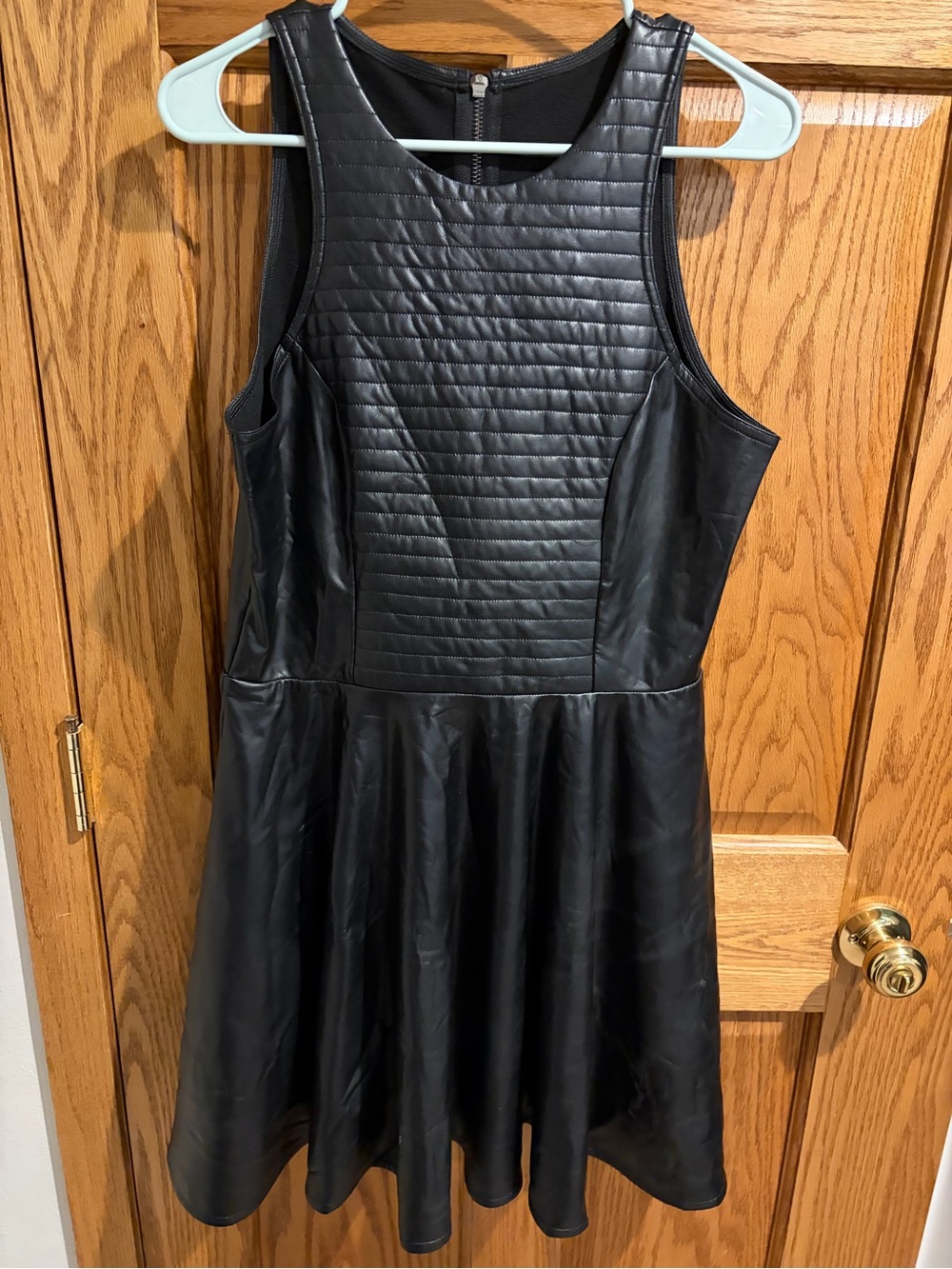 Blackmilk Black Faux Leather Quilted Bodice Mini Dress